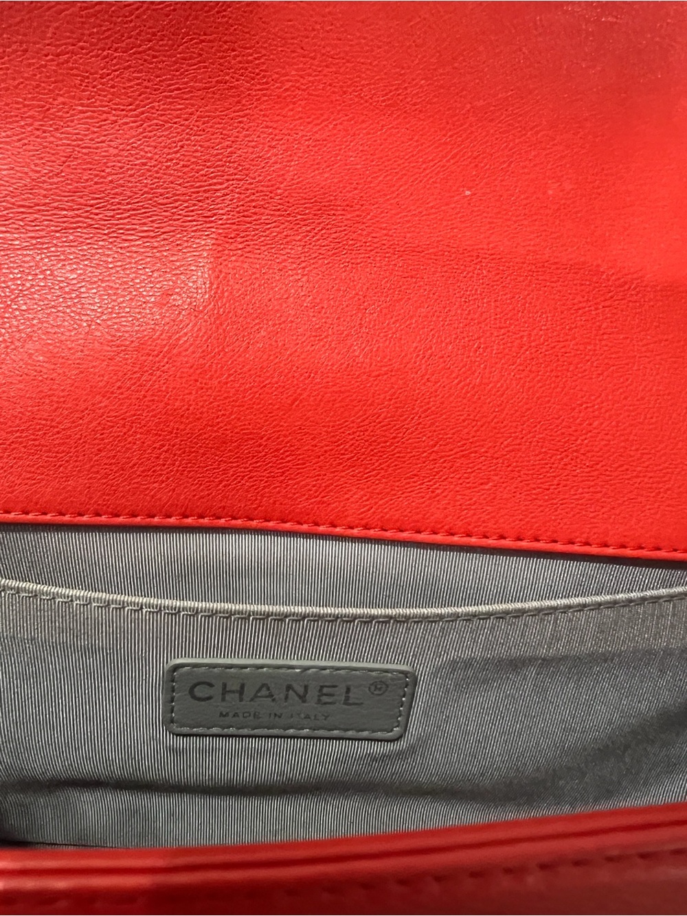 Chanel Medium Boy Bag Red Lambskin Very Good Condition with Dust Bag - Picture 15 of 16